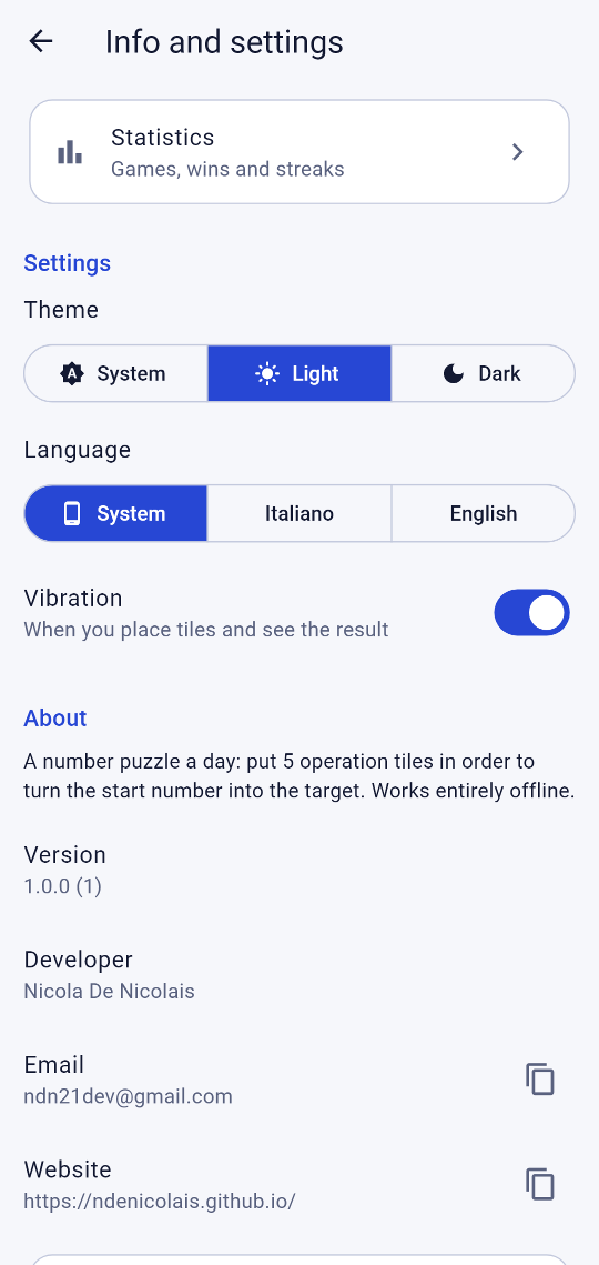 Fivelink screenshot: Settings